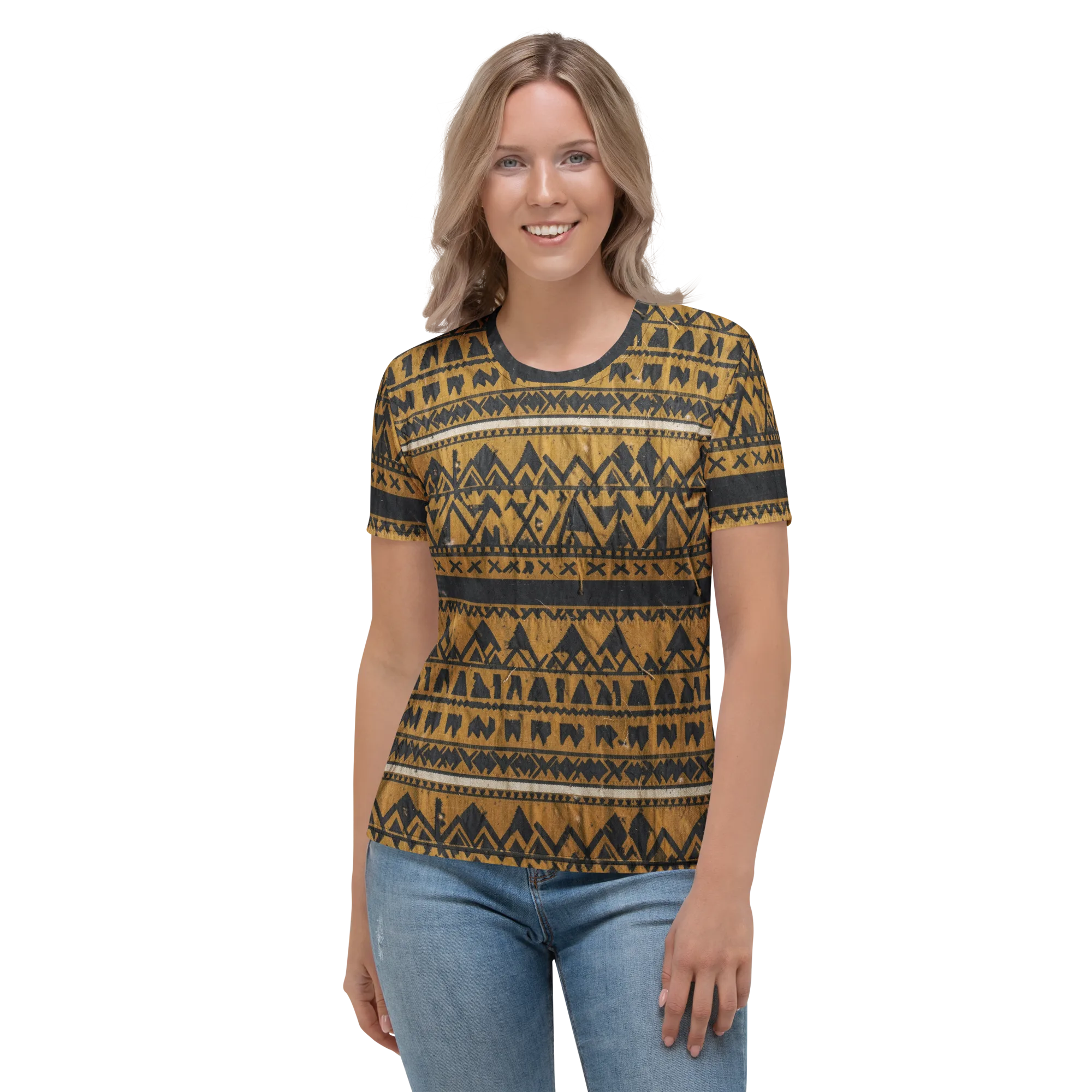Ochre Glyph on Women's Crew Neck T-Shirt — Front