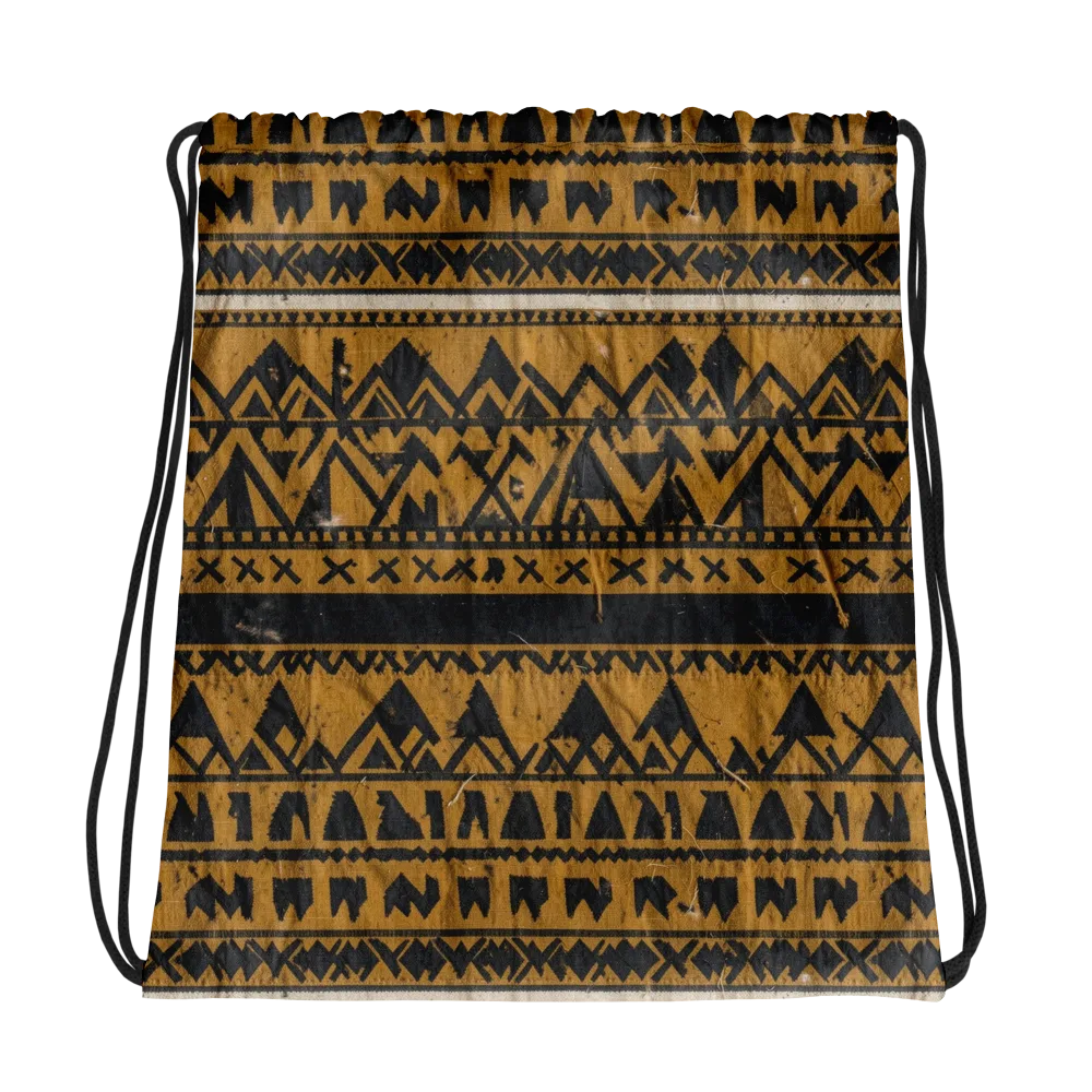 Ochre Glyph on Drawstring Bag — Photo