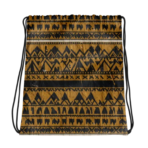 Ochre Glyph on a Drawstring Bag