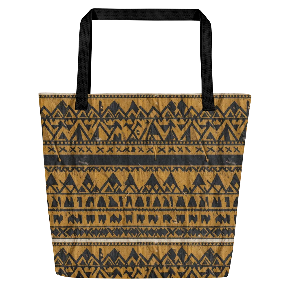 Ochre Glyph on Large Tote Bag W/ Pocket — Front