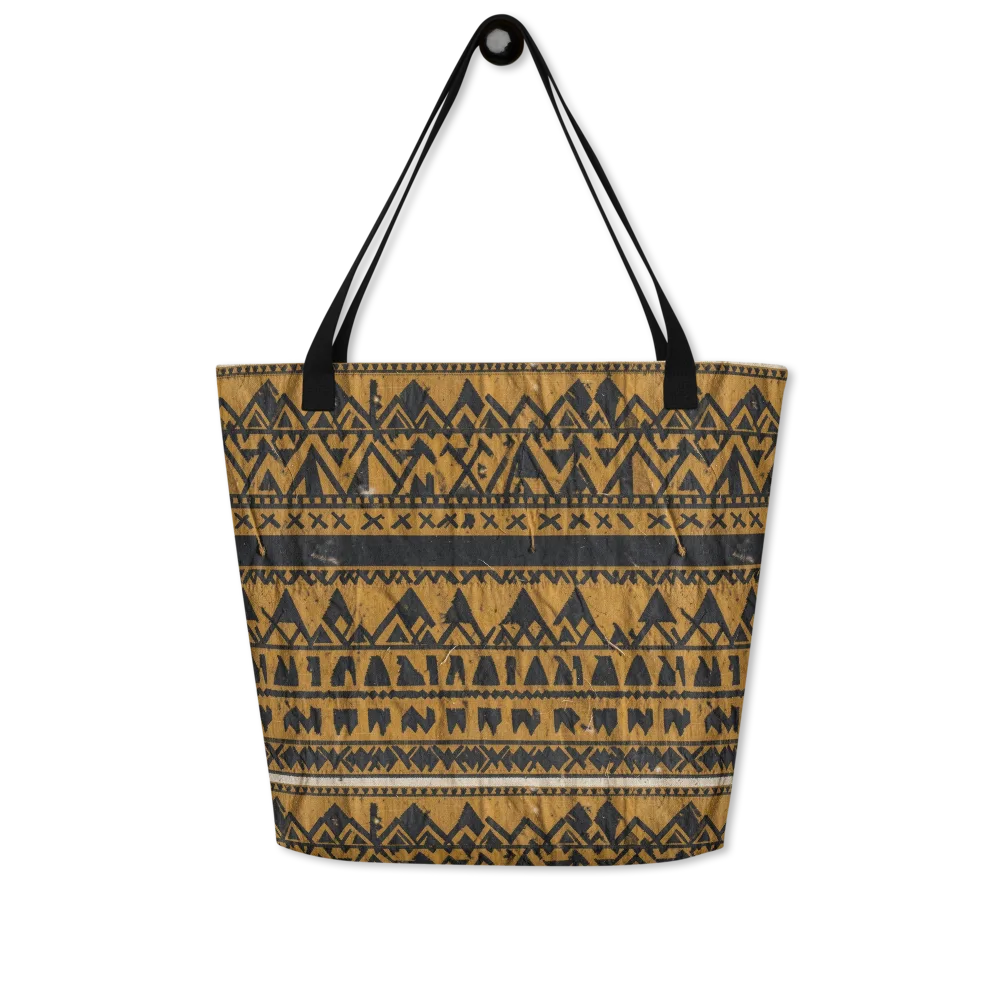Ochre Glyph on Large Tote Bag W/ Pocket — Front