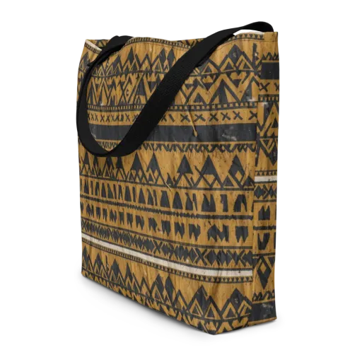 Ochre Glyph on a Large Tote Bag W/ Pocket