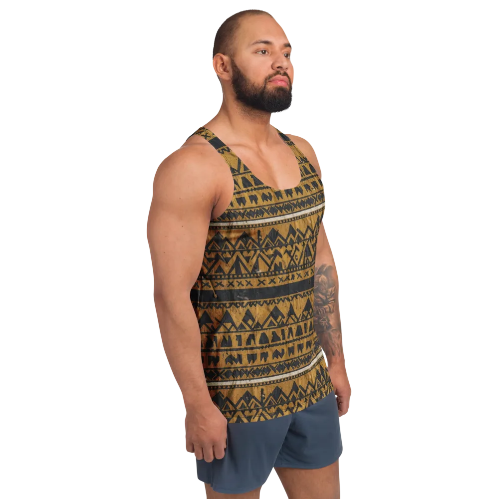 Ochre Glyph on Men's Tank Top — Right Front