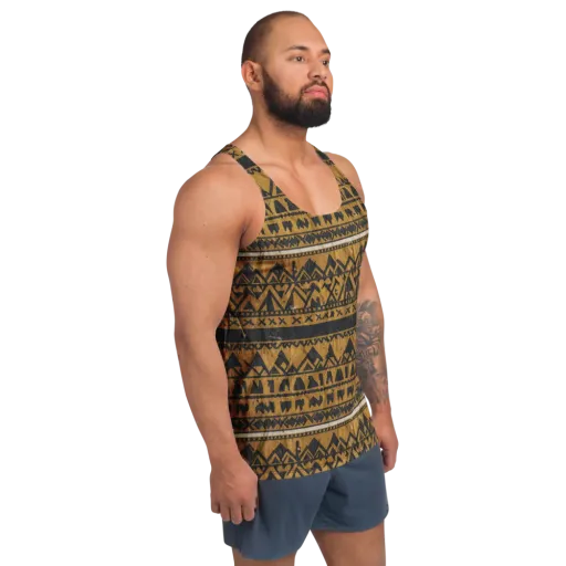 Ochre Glyph on a Men's Tank Top