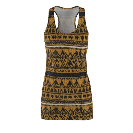 Ochre Glyph on a Racerback Dress