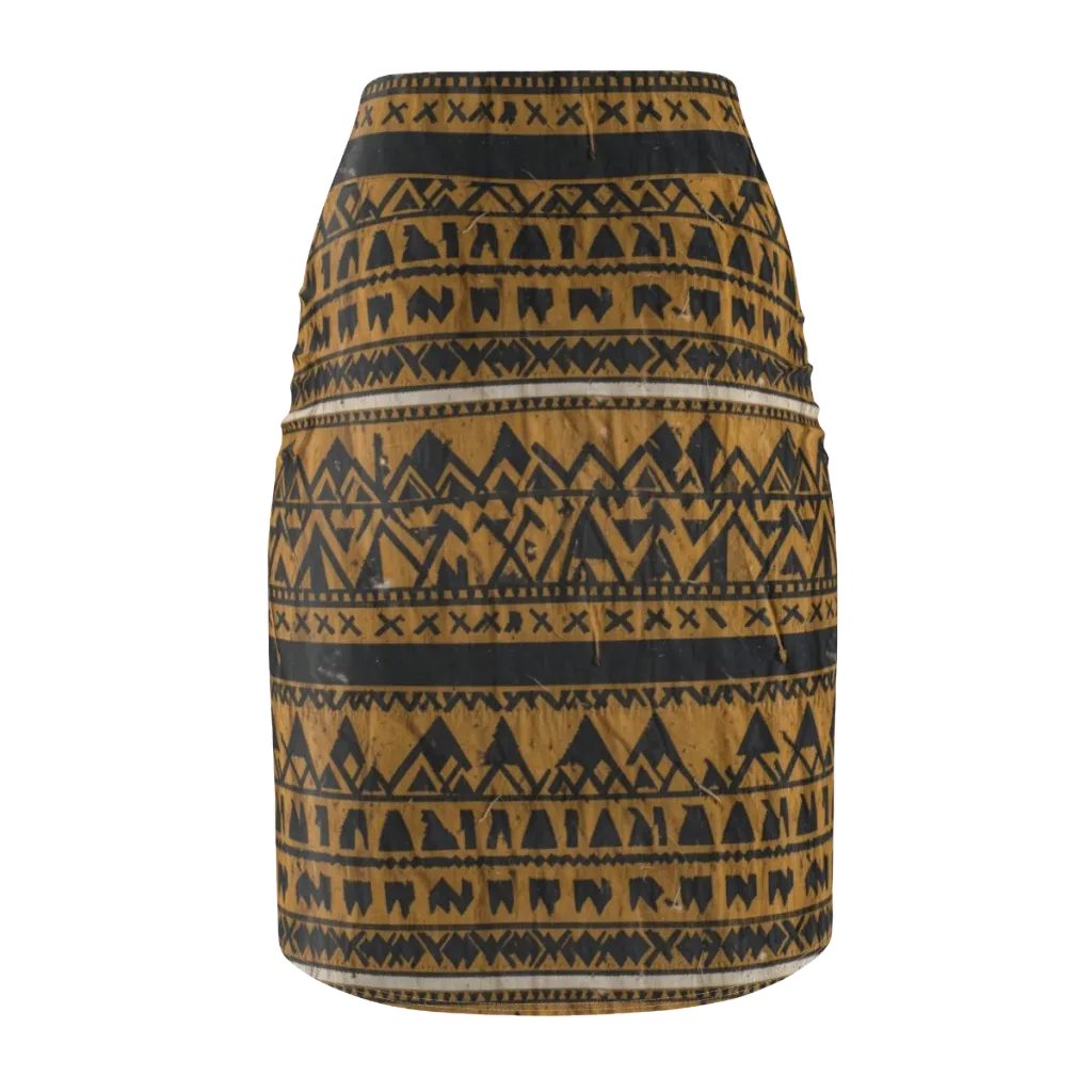 Ochre Glyph on Pencil Skirt — Back