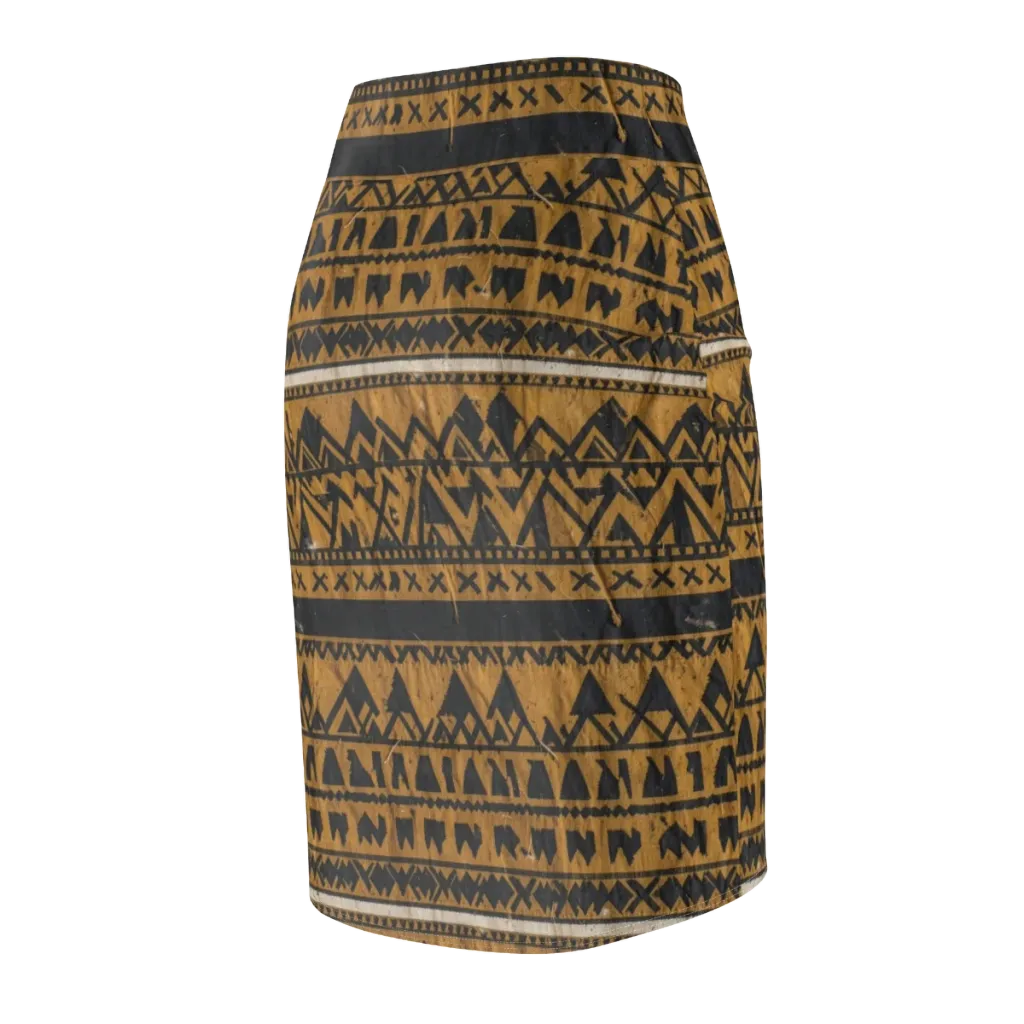 Ochre Glyph on Pencil Skirt — Back Side