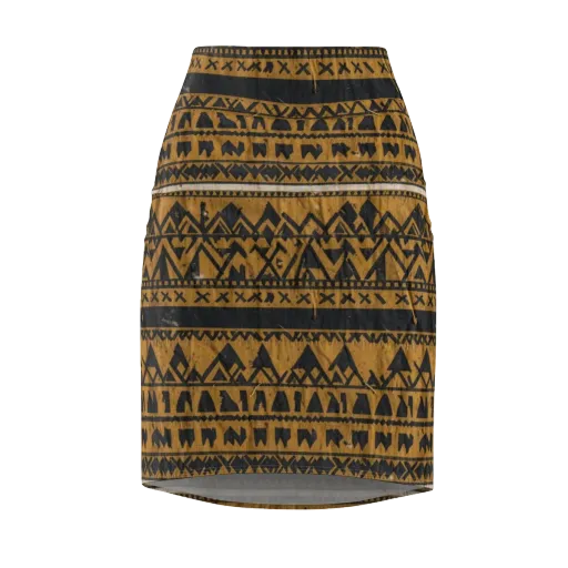 Ochre Glyph on a Pencil Skirt