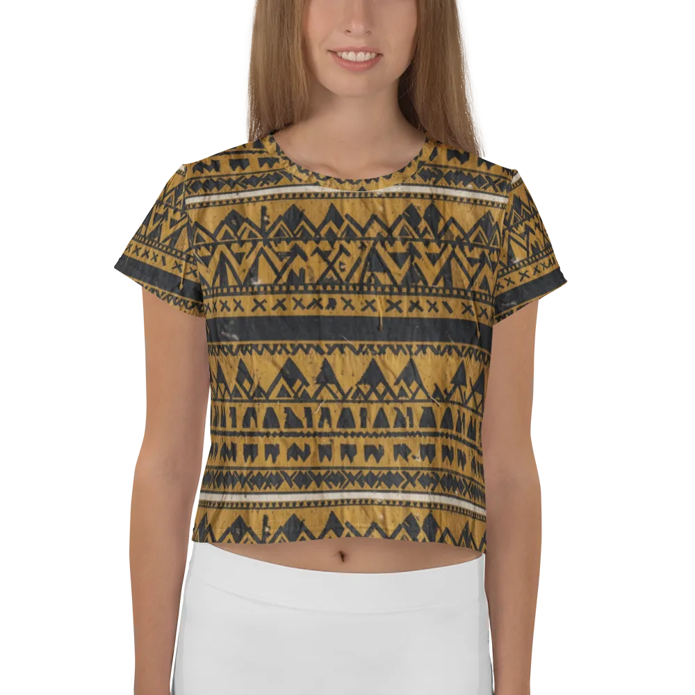 Ochre Glyph on Crop Tee — Front