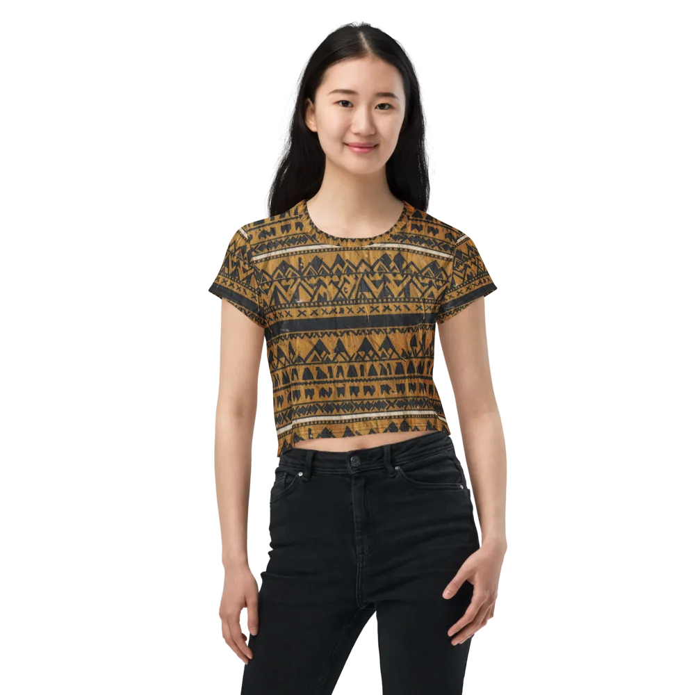 Ochre Glyph on Crop Tee — Front