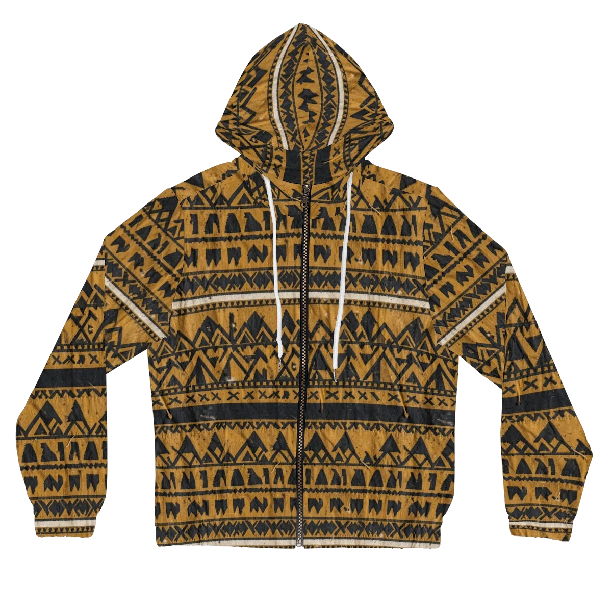 Ochre Glyph on Women's Full-Zip Hoodie — Front