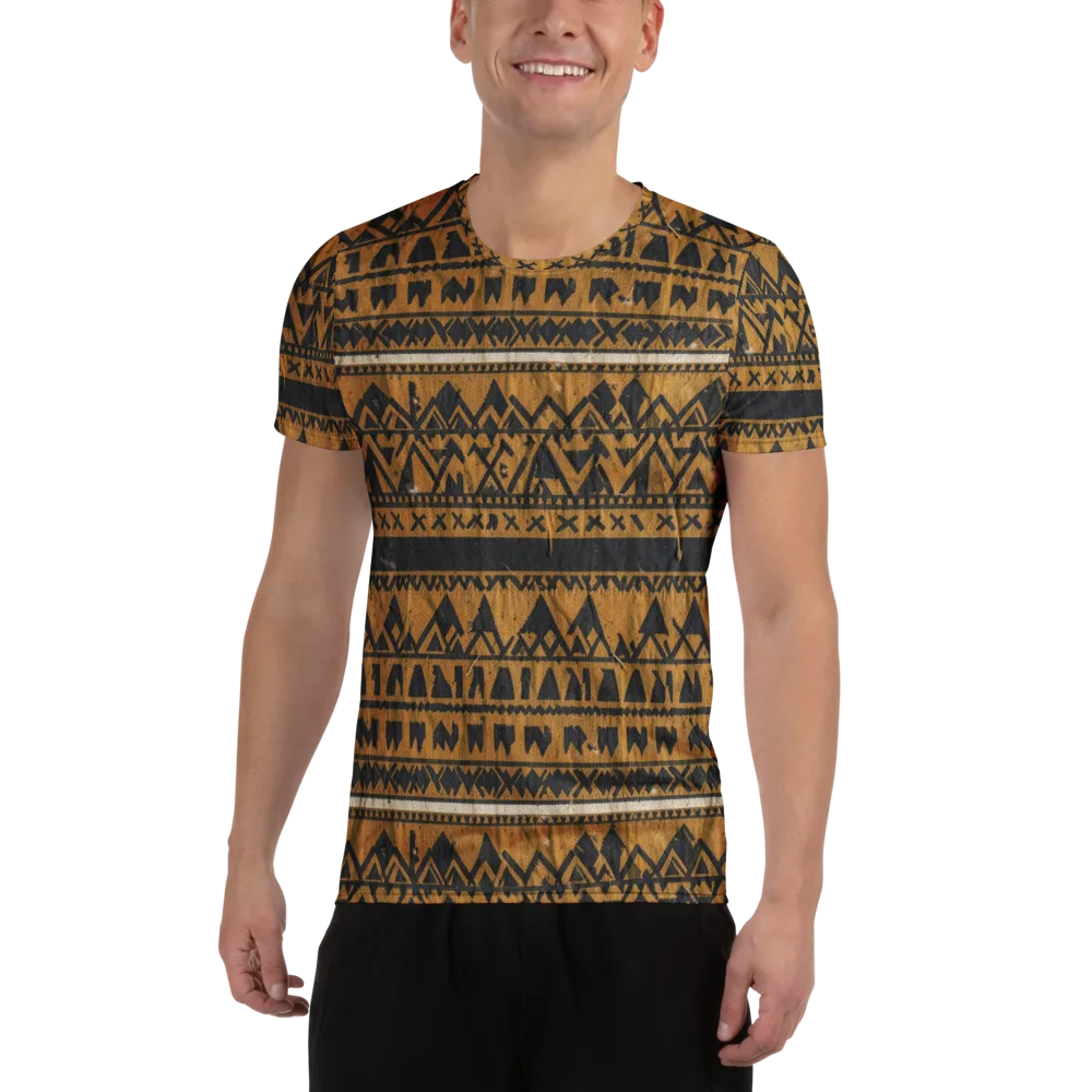Ochre Glyph on Men's Athletic T-Shirt — Front
