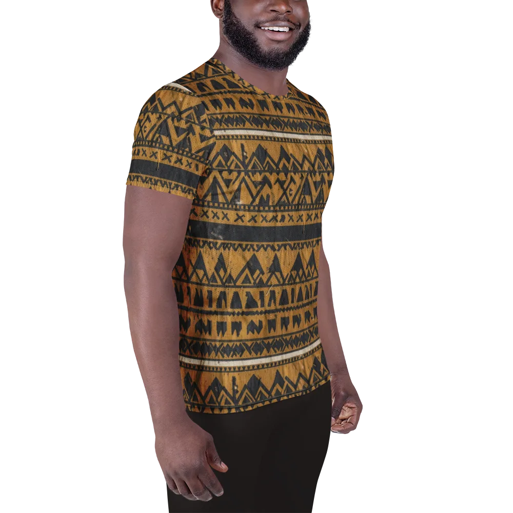 Ochre Glyph on Men's Athletic T-Shirt — Right
