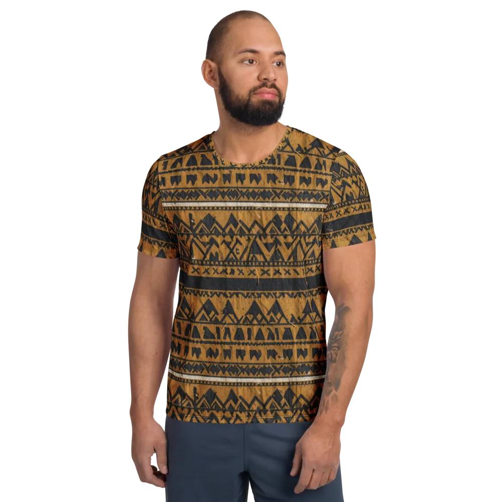 Ochre Glyph on Men's Athletic T-Shirt — Front