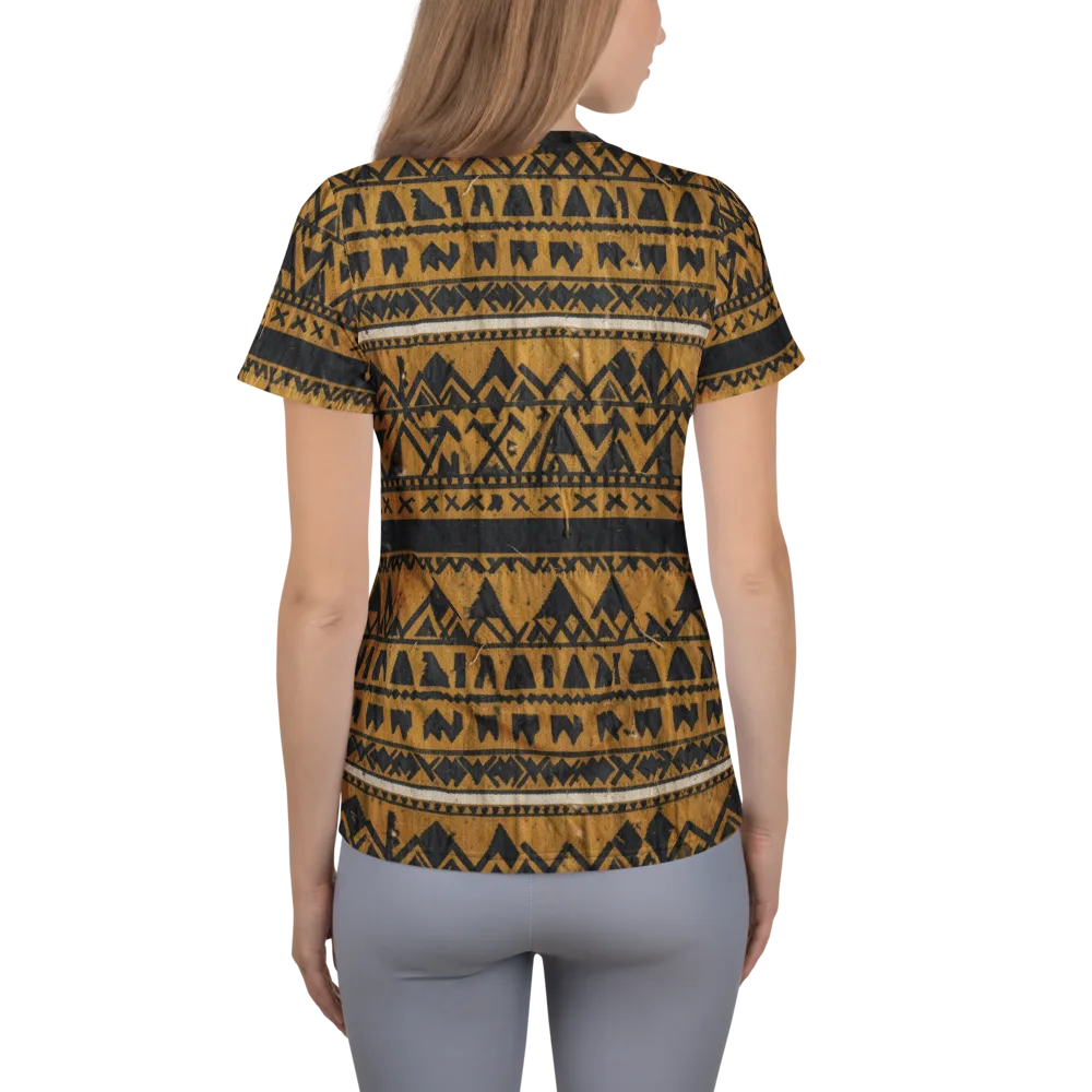 Ochre Glyph on Women's Athletic T-Shirt — Back