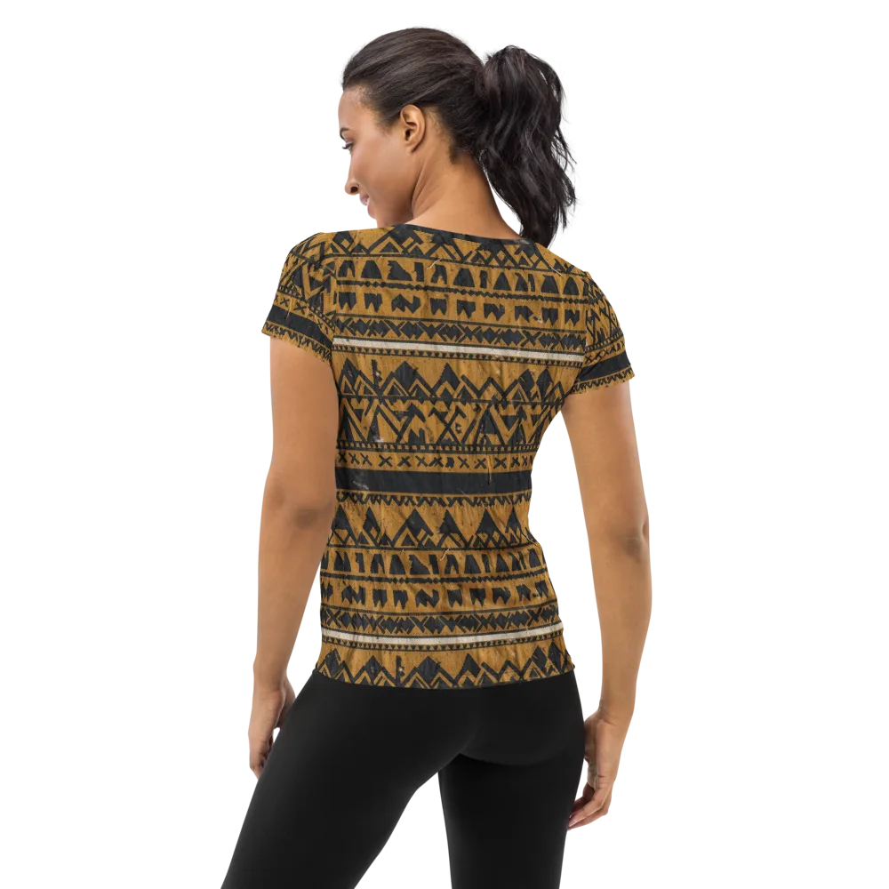 Ochre Glyph on Women's Athletic T-Shirt — Back