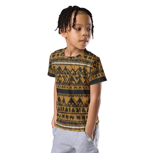 Ochre Glyph on a Kids Crew Neck T-Shirt