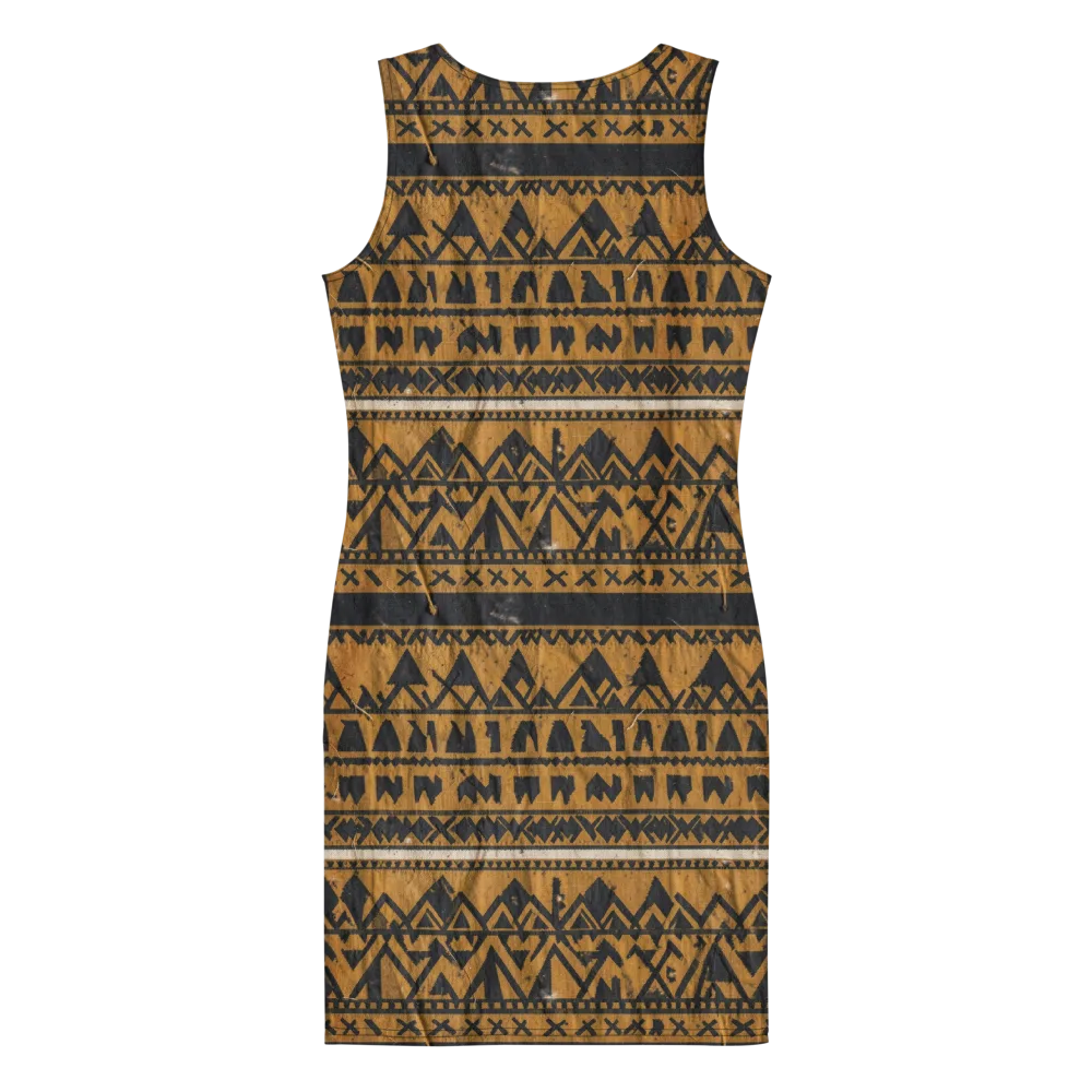Ochre Glyph on Bodycon Dress — Back