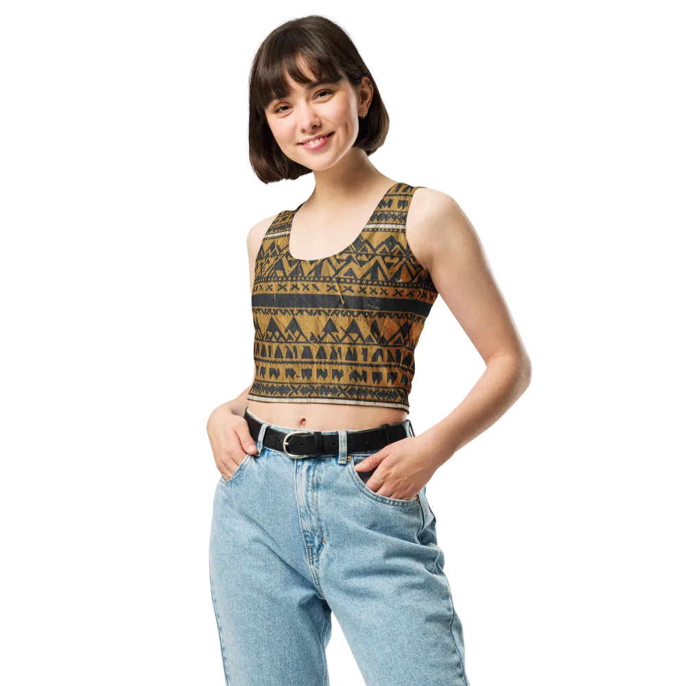 Ochre Glyph on Crop Top — Front