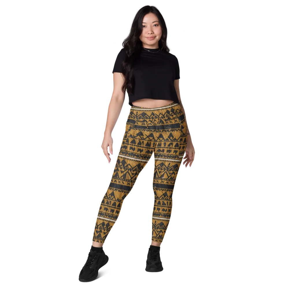 Ochre Glyph on Leggings with Pockets — Front