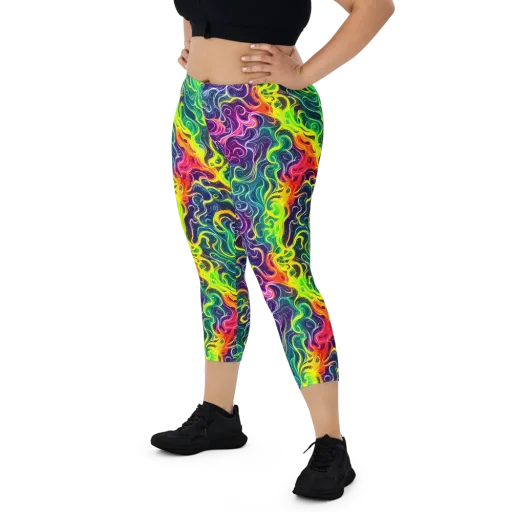 Psychedelic Undertow on a Capri Leggings