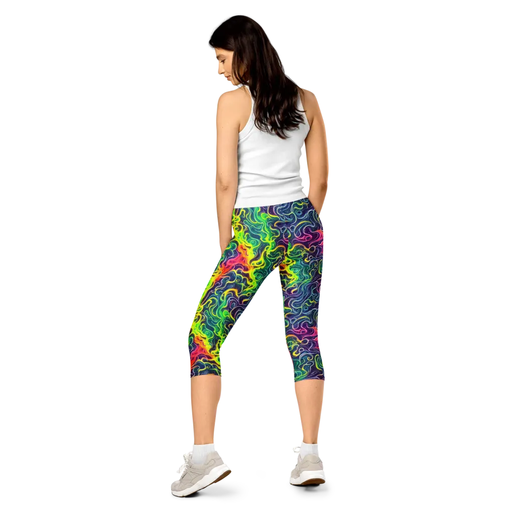 Psychedelic Undertow on Capri Leggings — Back