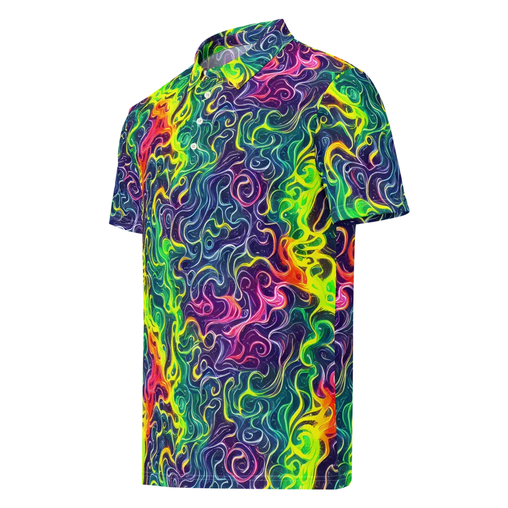Psychedelic Undertow on Men's Slim Fit Polo Shirt — Left Front