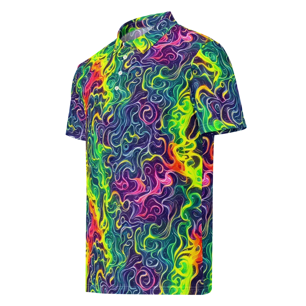 Psychedelic Undertow on Men's Slim Fit Polo Shirt — Left Front