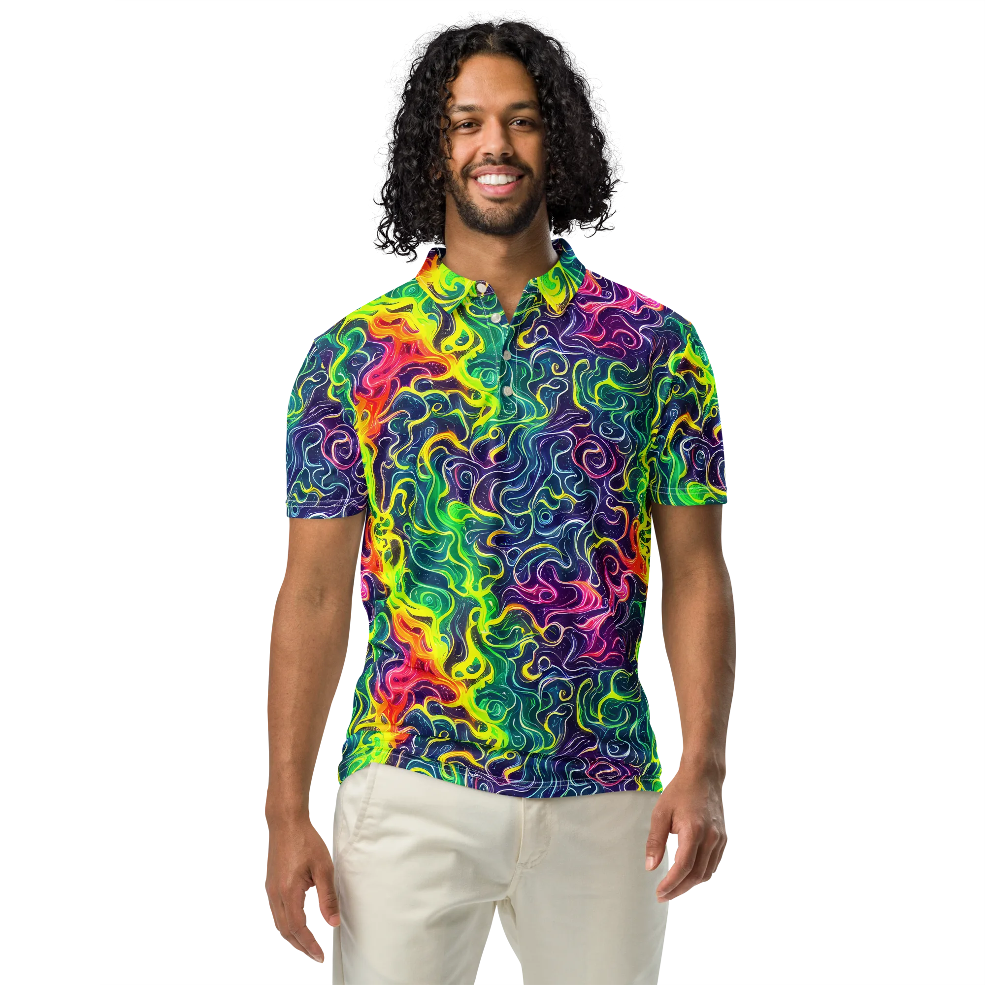 Psychedelic Undertow on Men's Slim Fit Polo Shirt — Front