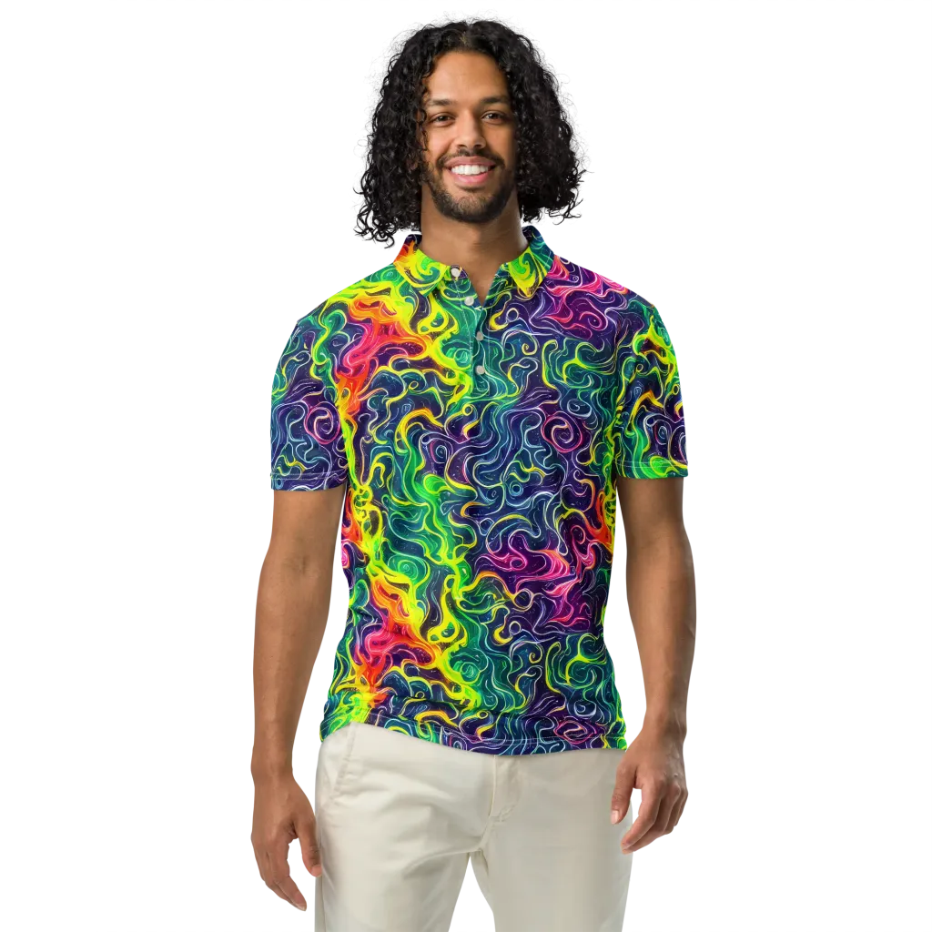 Psychedelic Undertow on Men's Slim Fit Polo Shirt — Front