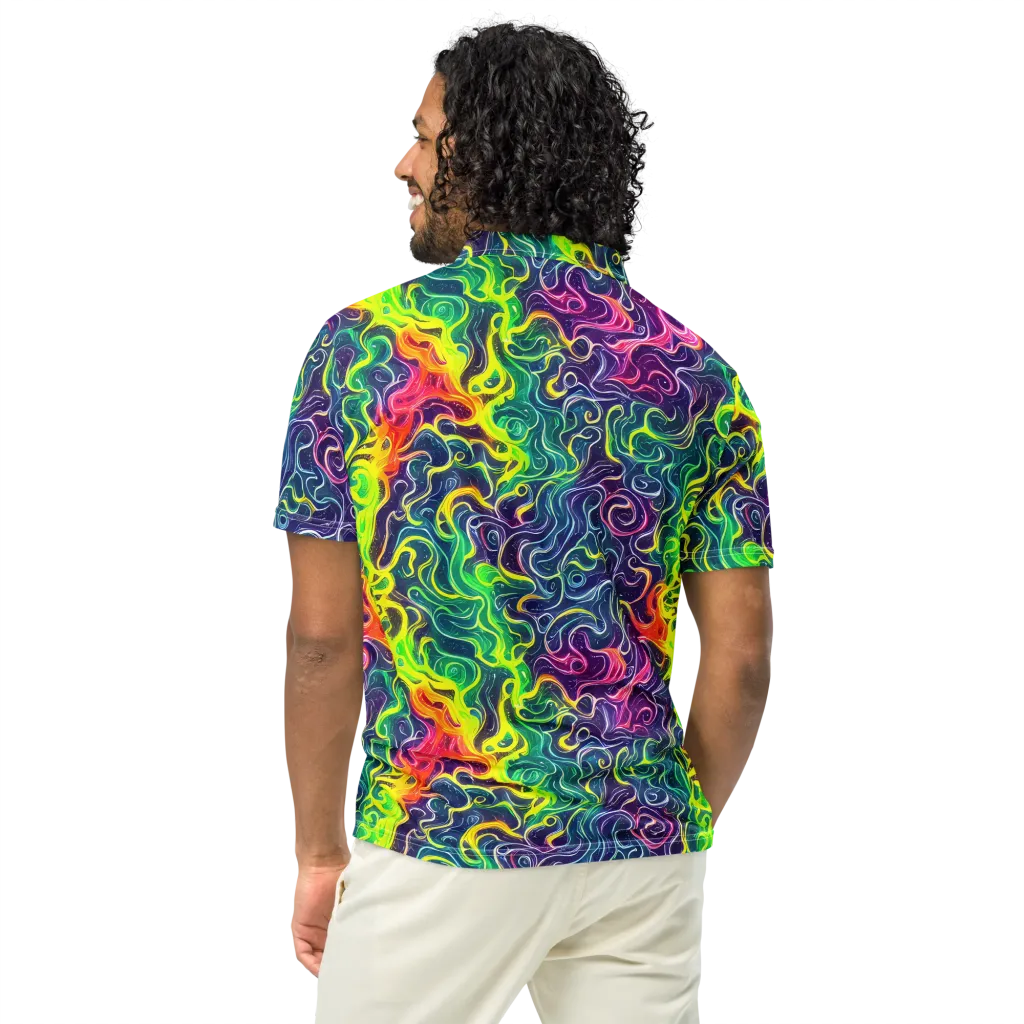 Psychedelic Undertow on Men's Slim Fit Polo Shirt — Back