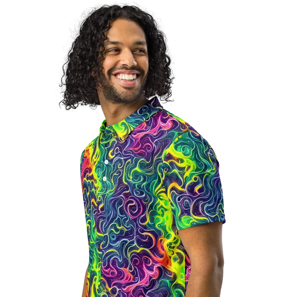 Psychedelic Undertow on Men's Slim Fit Polo Shirt — Left Front