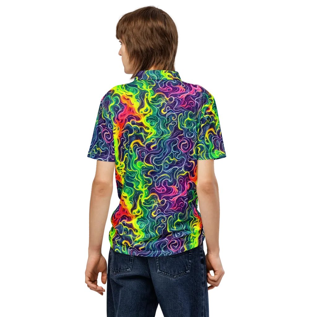 Psychedelic Undertow on Men's Slim Fit Polo Shirt — Back