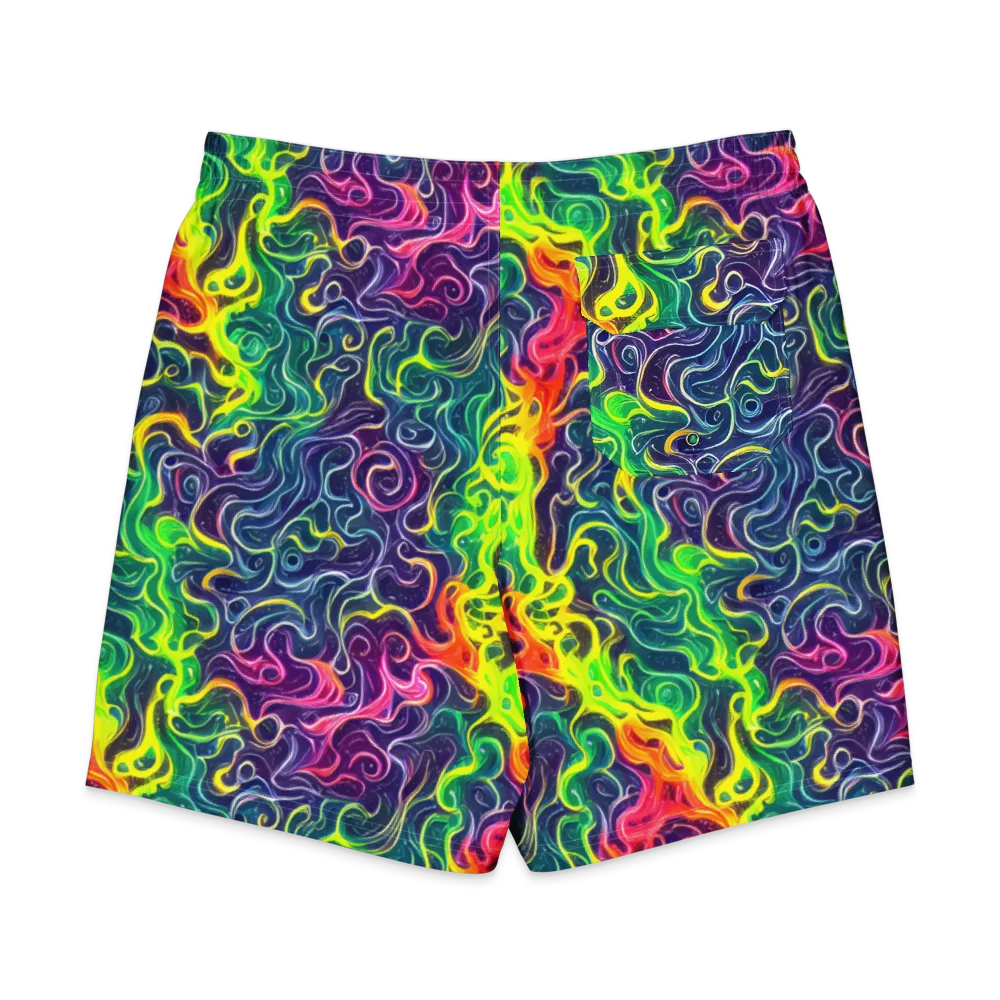 Psychedelic Undertow on Men's Board Shorts — Back