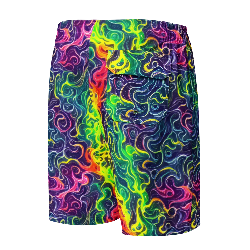 Psychedelic Undertow on Men's Board Shorts — Back