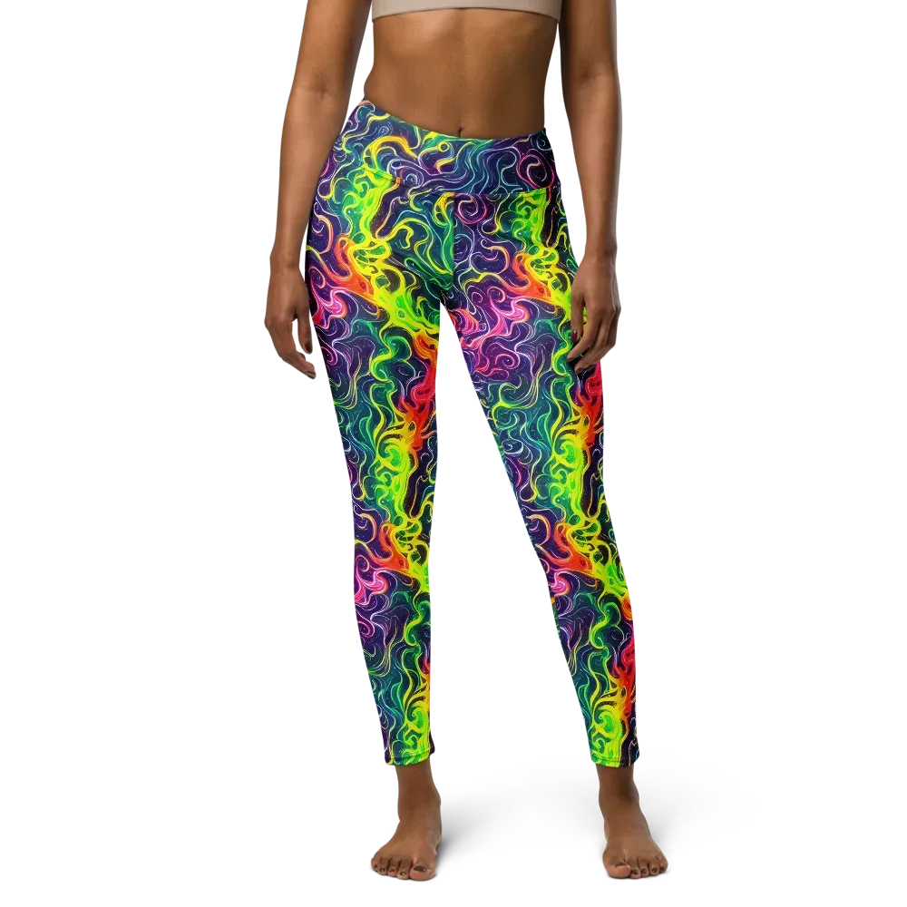 Psychedelic Undertow on Yoga Leggings — Front