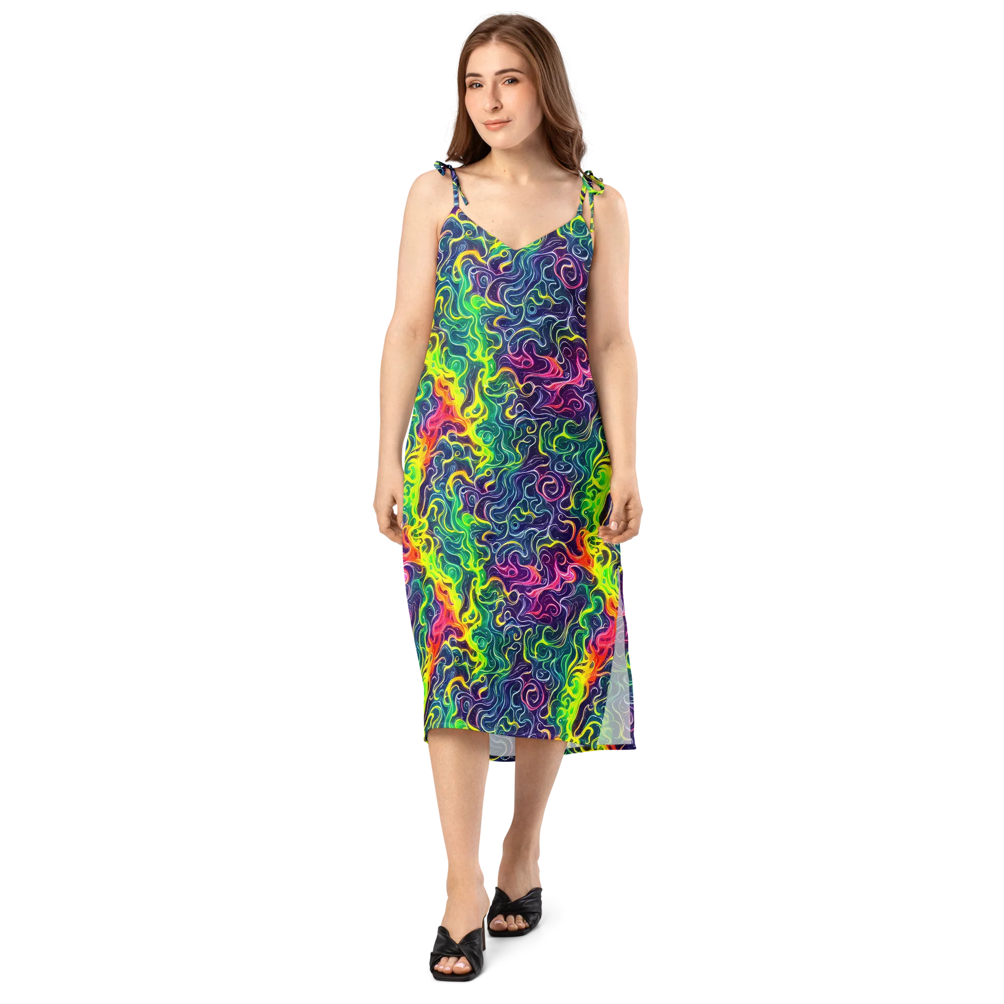 Psychedelic Undertow on Slip Dress — Front