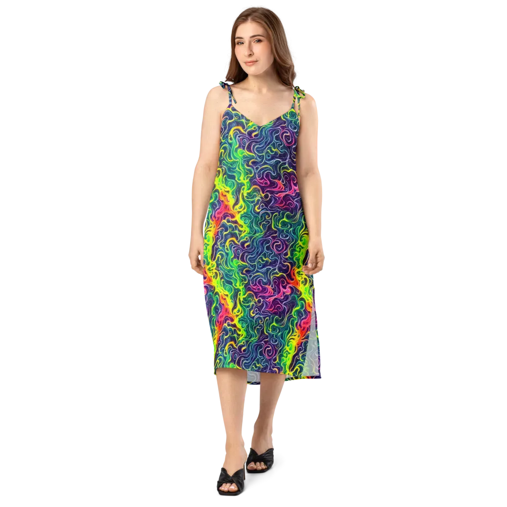 Psychedelic Undertow on Slip Dress — Front