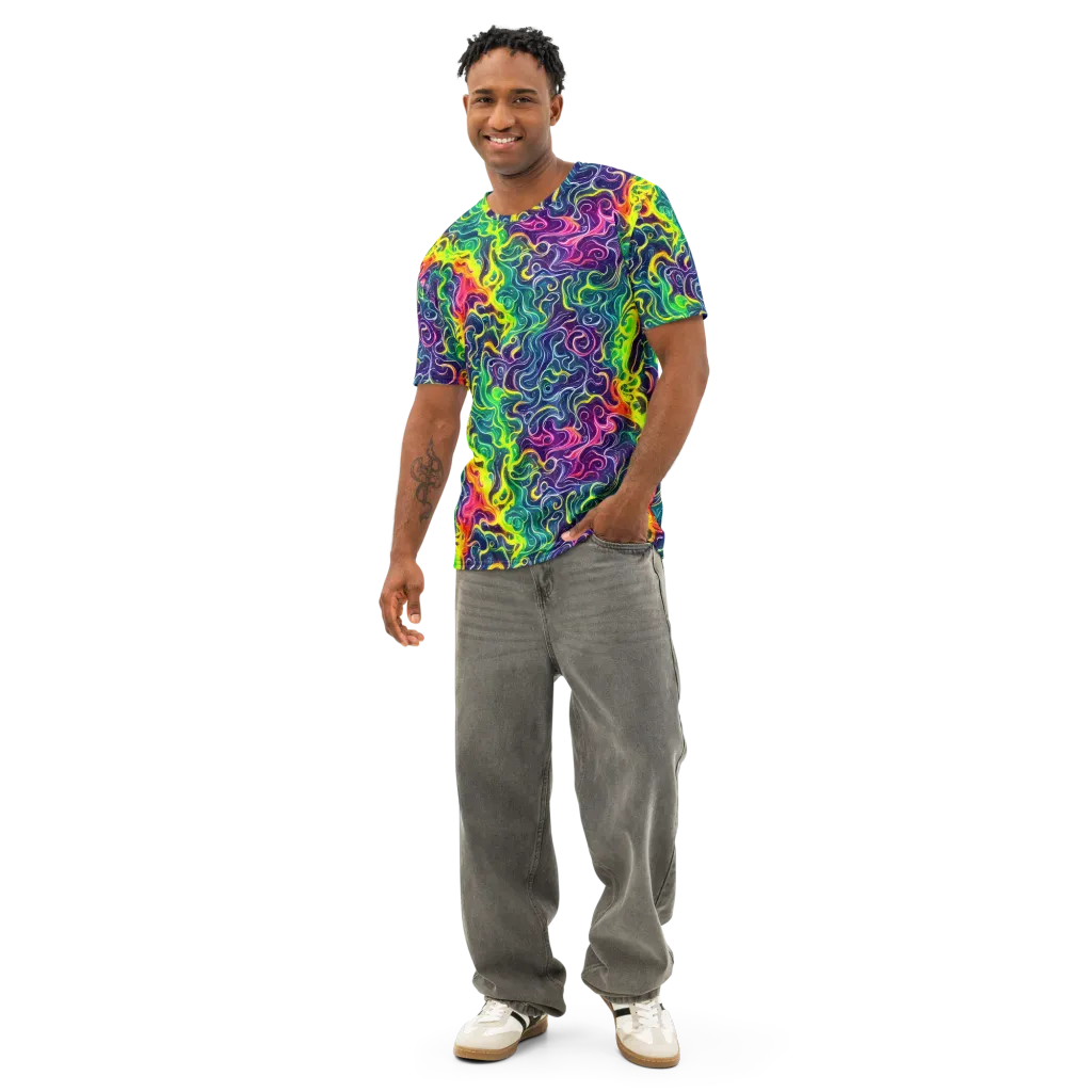 Psychedelic Undertow on Men's Cotton Crew Neck T-Shirt — Front