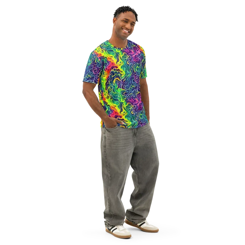Psychedelic Undertow on Men's Cotton Crew Neck T-Shirt — Right Front