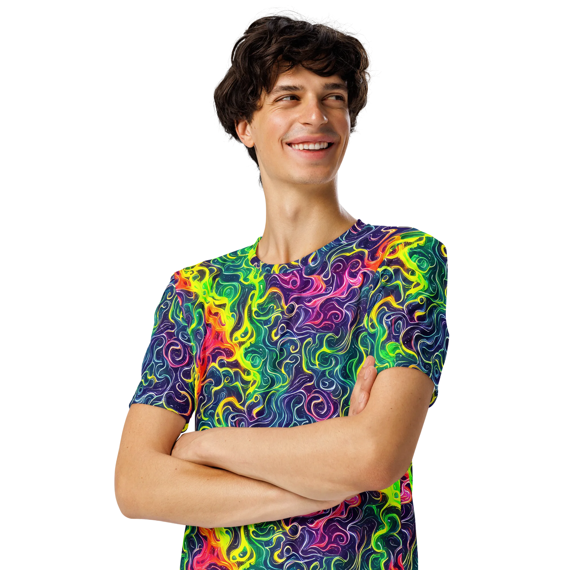 Psychedelic Undertow on Men's Crew Neck T-Shirt — Left Front
