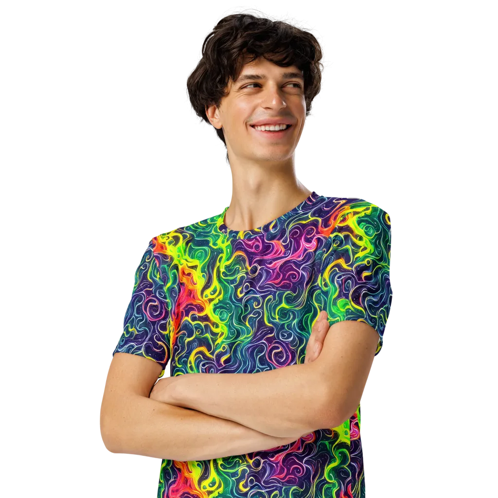 Psychedelic Undertow on Men's Crew Neck T-Shirt — Left Front