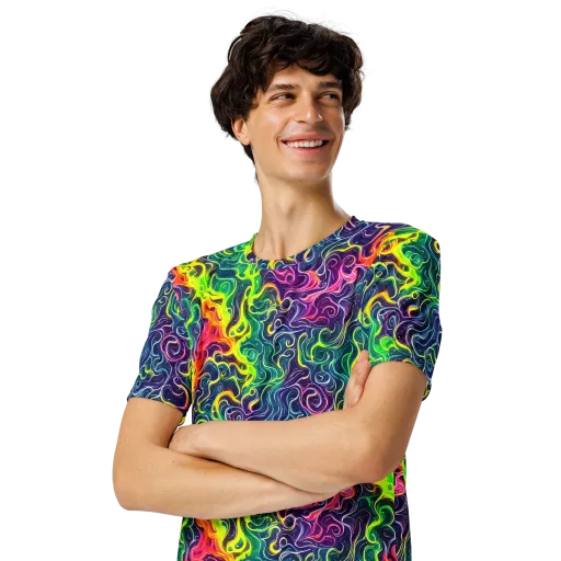 Psychedelic Undertow on a Men's Crew Neck T-Shirt