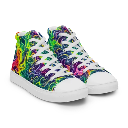 Psychedelic Undertow on a Men's High Top Canvas Shoes