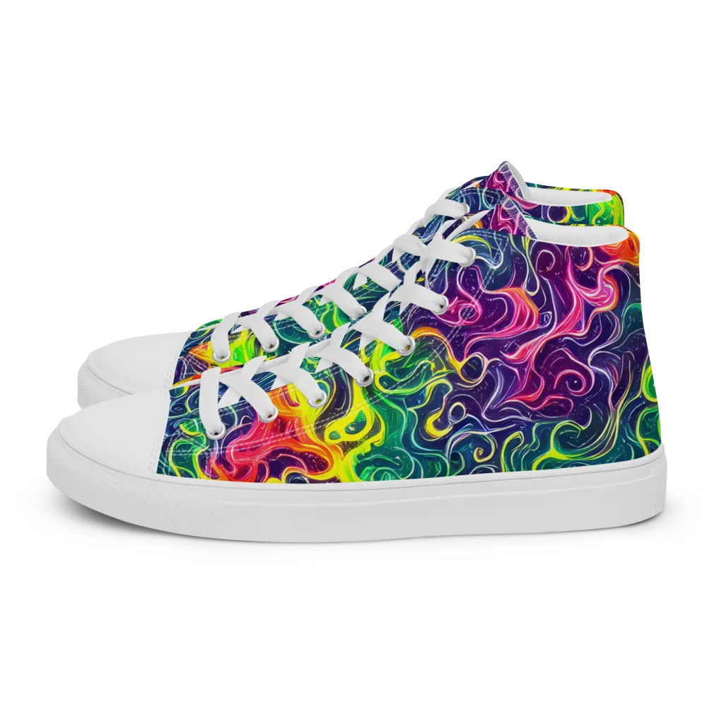 Psychedelic Undertow on Men's High Top Canvas Shoes — Left