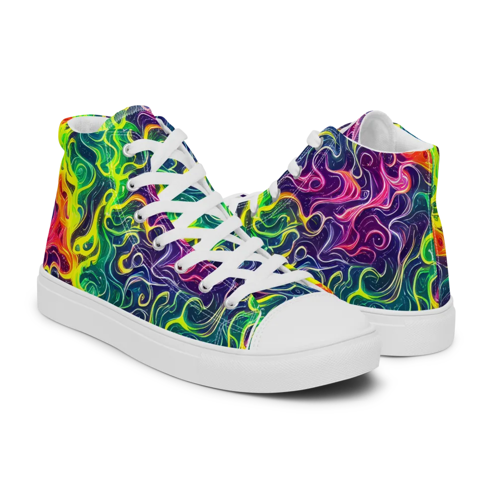 Psychedelic Undertow on Men's High Top Canvas Shoes — Right