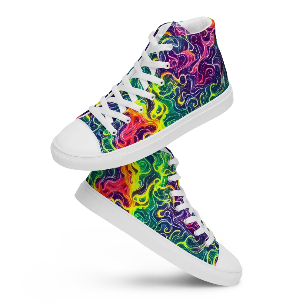Psychedelic Undertow on Men's High Top Canvas Shoes — Front