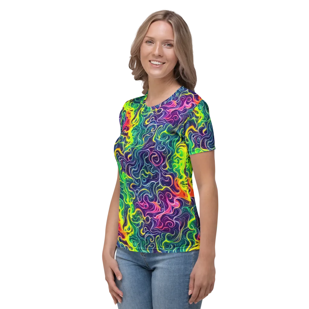 Psychedelic Undertow on Women's Crew Neck T-Shirt — Left