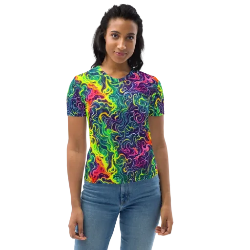 Psychedelic Undertow on a Women's Crew Neck T-Shirt