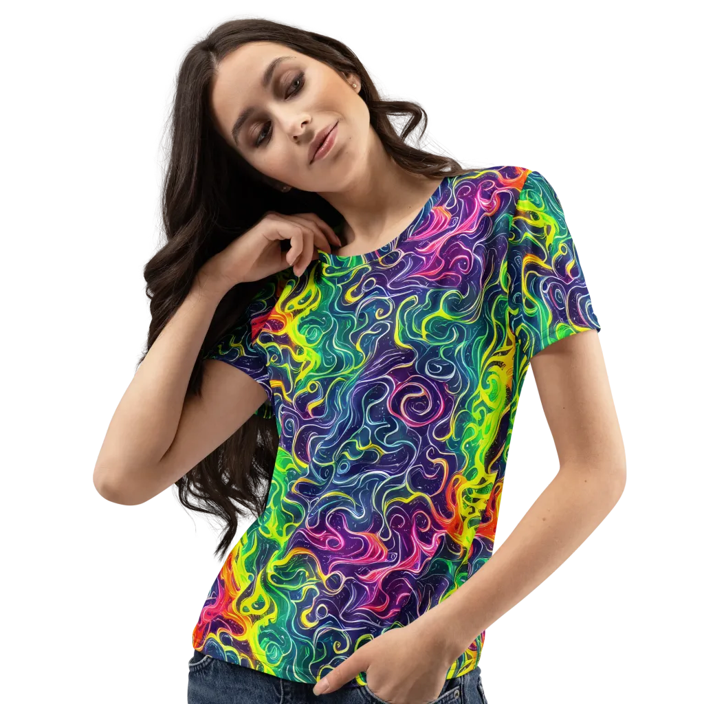 Psychedelic Undertow on Women's Crew Neck T-Shirt — Left Front